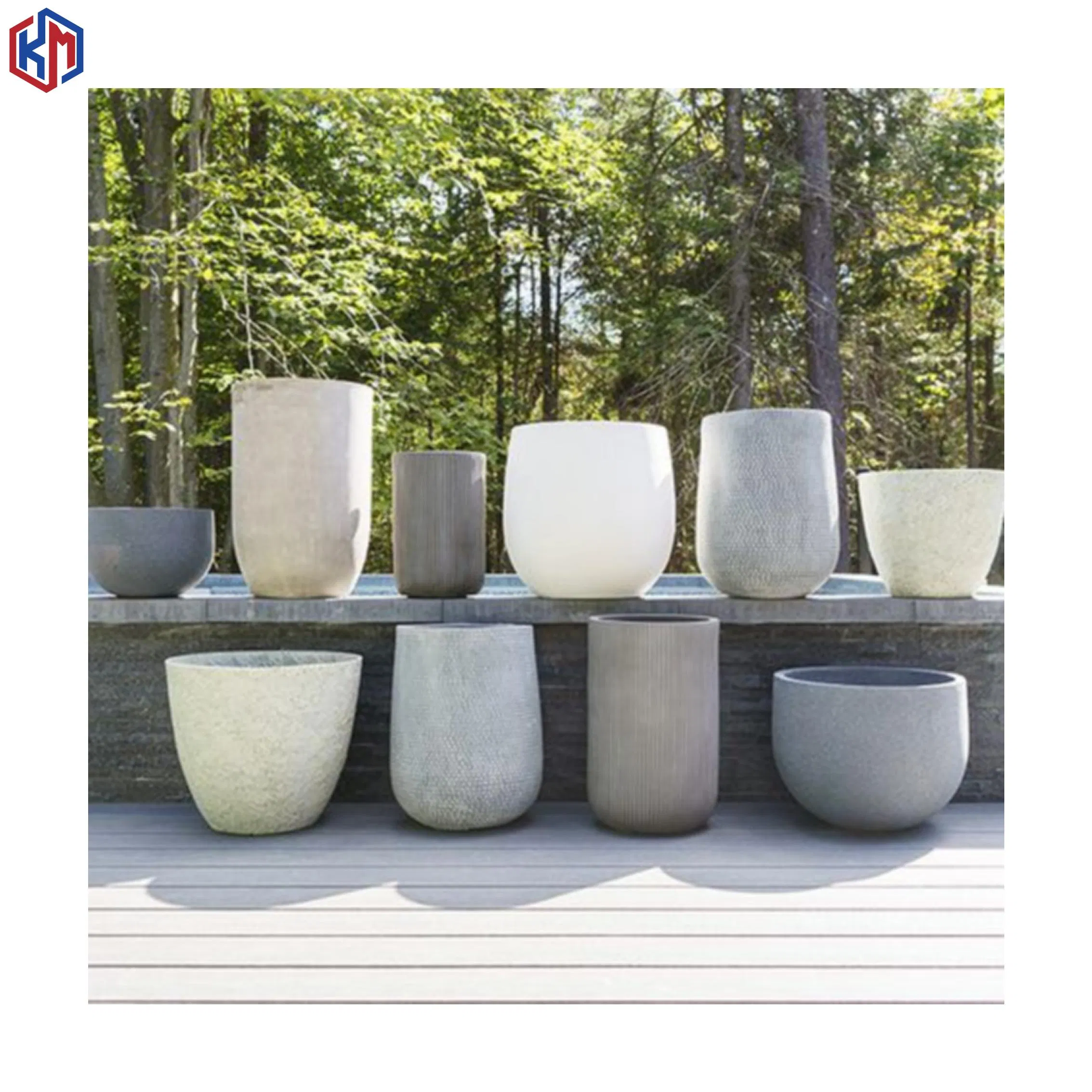 Белый бетонный кашпо GRC для сада, на заказ