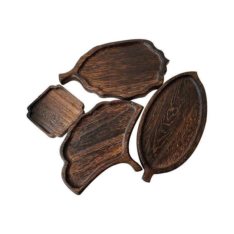 Solid Wood Tray Wood Premium Tea Small Tray Fruit Snacks Nuts Dessert Desktop Storage Tableware Dinner Serving Plate
