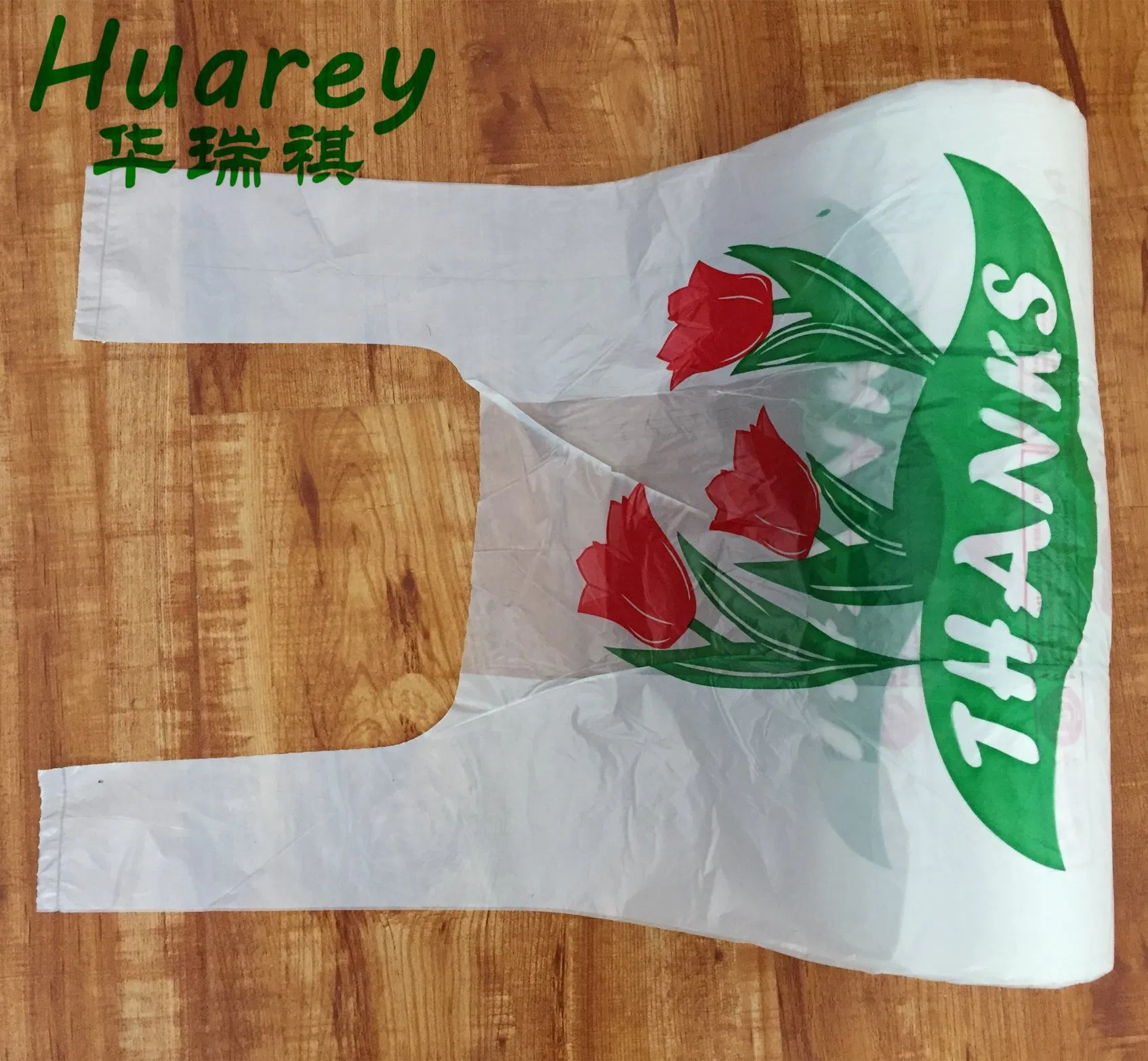 Biodegradable Material HDPE LDPE Natural Color T-Shirt Bag Gusset Bag on Roll