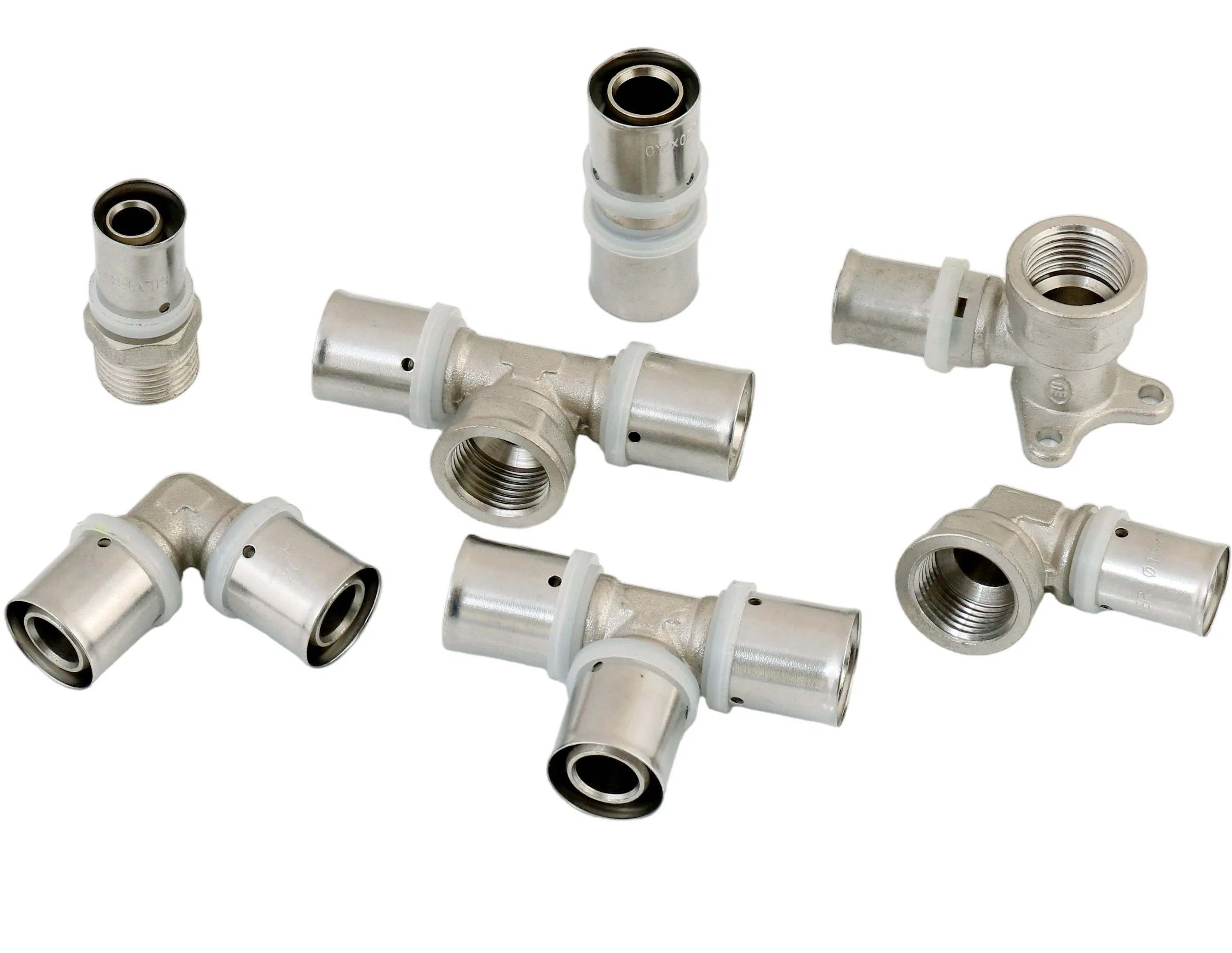 Factory Price Pex Tube Connector 16-32mm Pex Pipe Fittings Brass Press Fittings