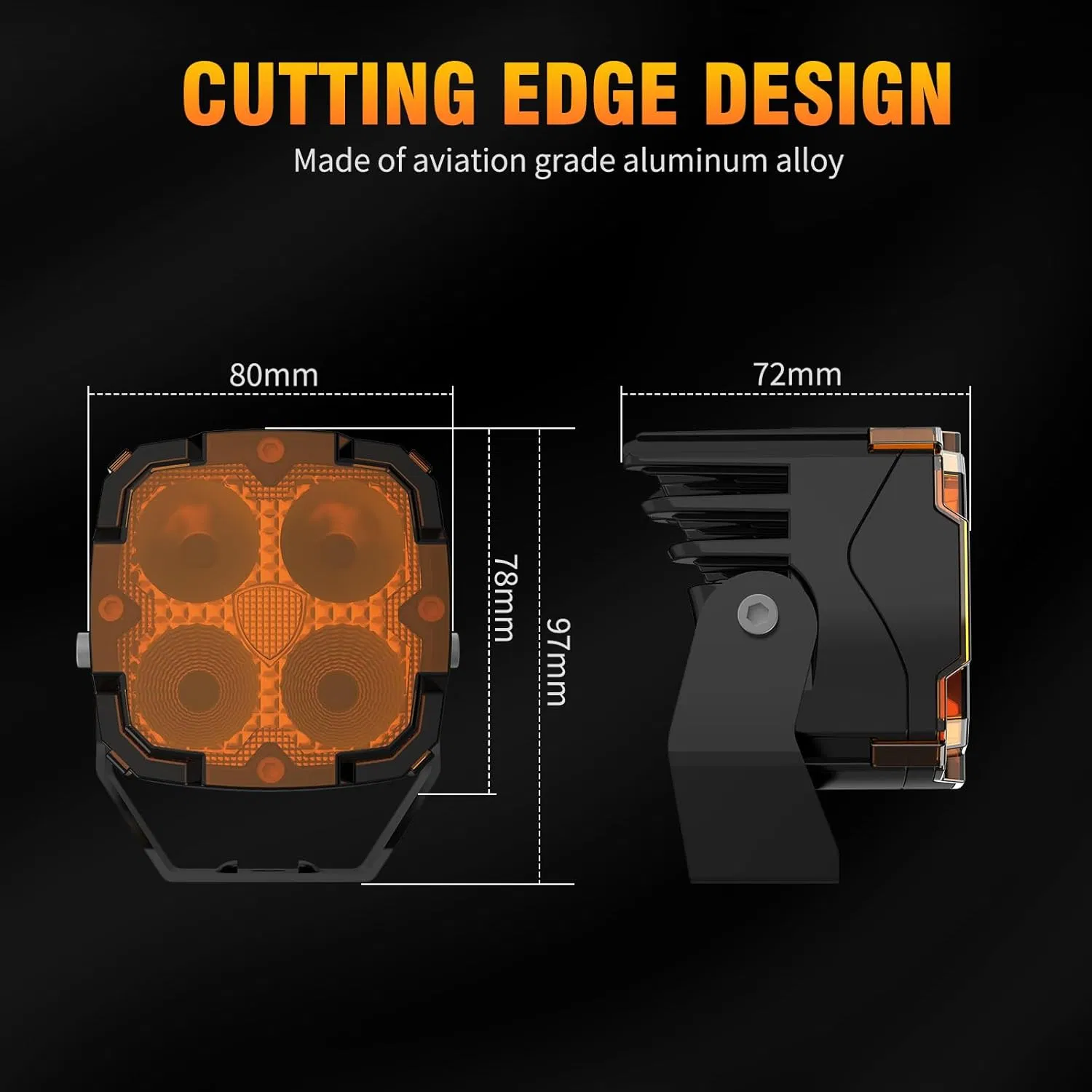 Super Bright Square Amber LED Pod Light