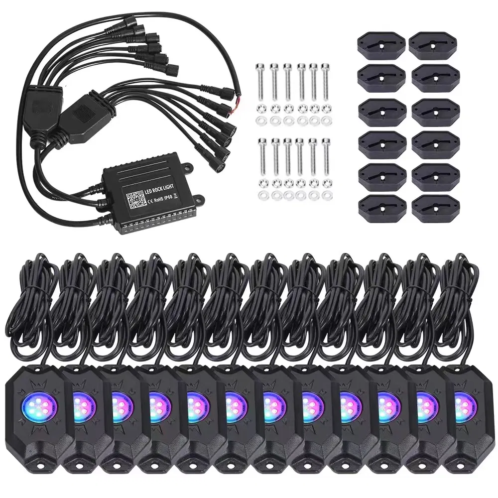 APP-Controlled 8-Pod RGB LED Car Rock Light