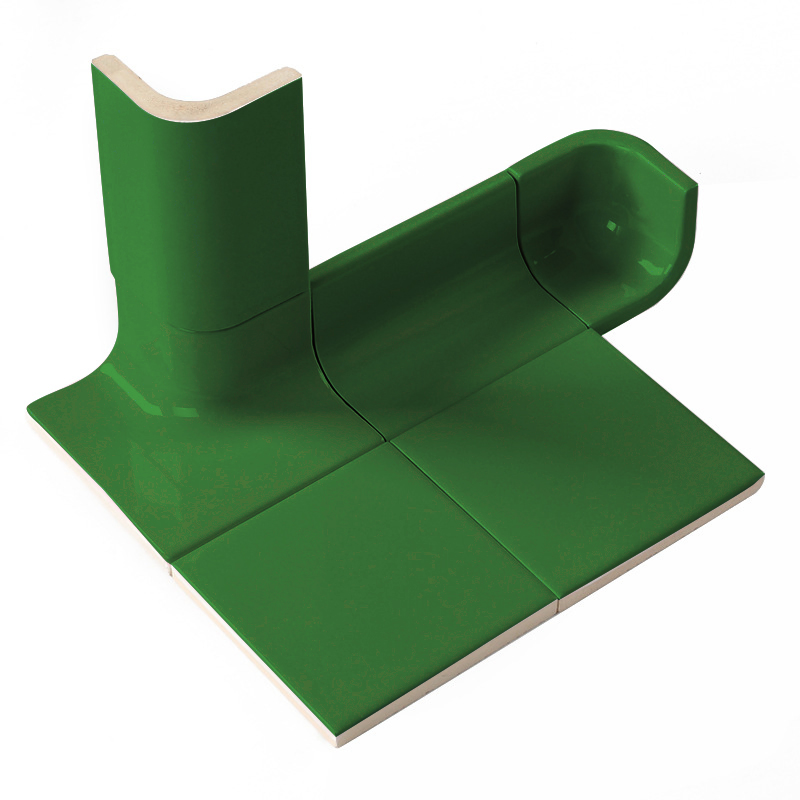 Kitchen Waist-Line Ceramic Tile Trims Dark Green Color