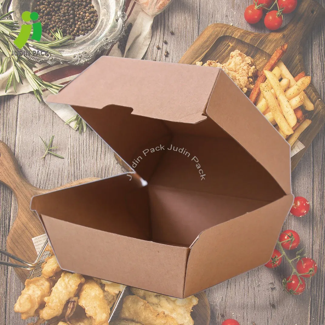 Food Box Takeaway Disposable Hamburger Container Box Kraft Paper Packaging
