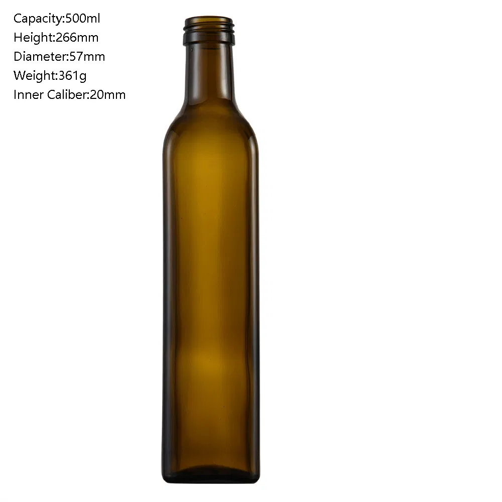 750ml 534G High Quality Square Clear Olive Oil Vinegar Glass Bottle with Screw Cap