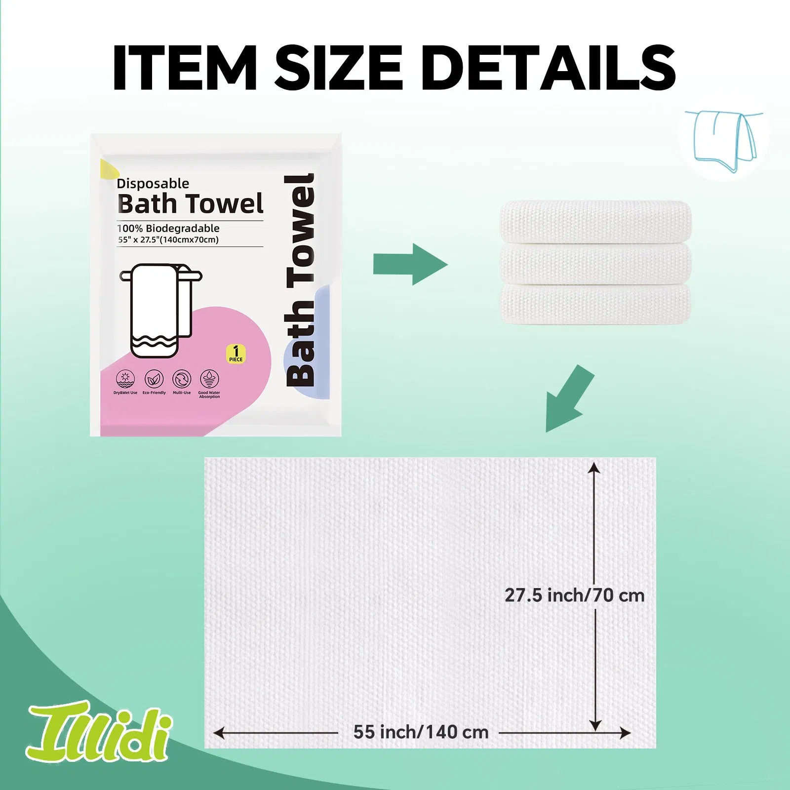 Eco-Friendly Biodegradable Disposable Bath Towels for SPA Salon 140X70 Cm