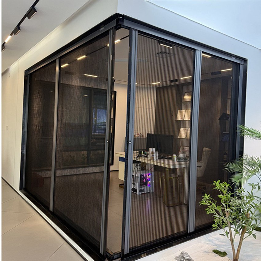 Multi-Fan Wide Open Trackless Folding Window Screen for Homes