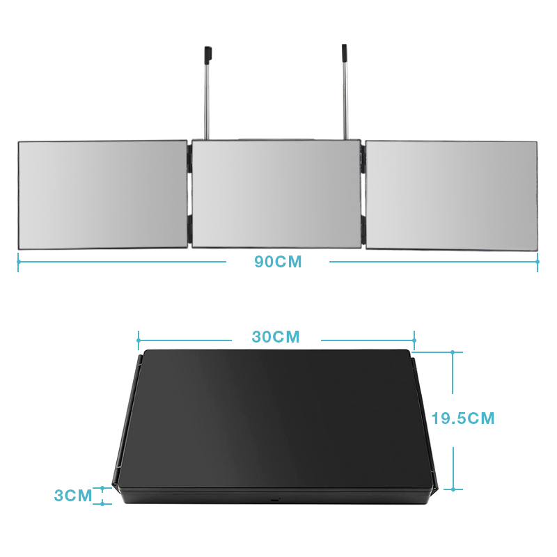 Bathroom 3 Way Trifold LED Wall Makeup Mirror for Self Cut Hair Cutting Gmd731