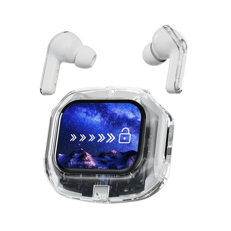 White Tws Bluetooth Headphone in-Ear Earphone Multifunction Touch Screen Display Earbuds