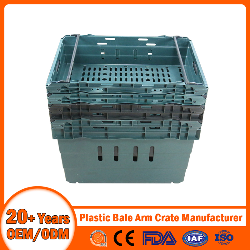China Plastic Bale Arm Crate Manufacturer Stackable/ /Nestable/Lobster/EU/Euo Moving Mesh Turnover Logistic/Bread/Egg/Beer Crate Tote Plastic Bale Arm Crate