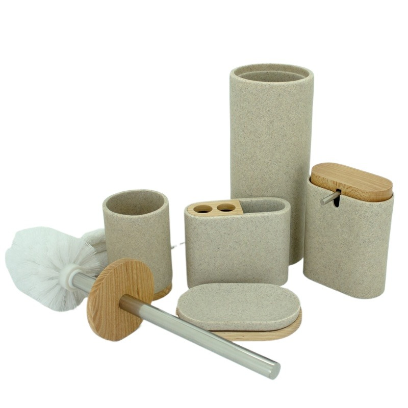Customized Resin Bath Accessories Five PCS Eco-Friendly Sanitary Ware Modern Bathroom Set