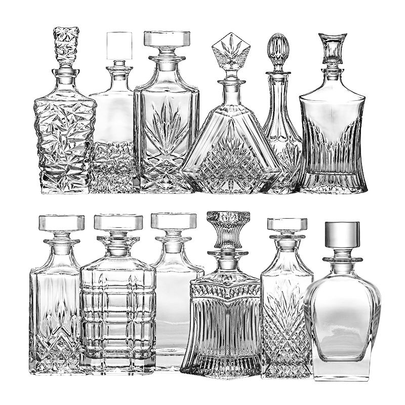 25oz Custom Logo Engrave Clear Glass Empty Whisky Bottle Decanter 750ml Crystal Square Whiskey Decanter