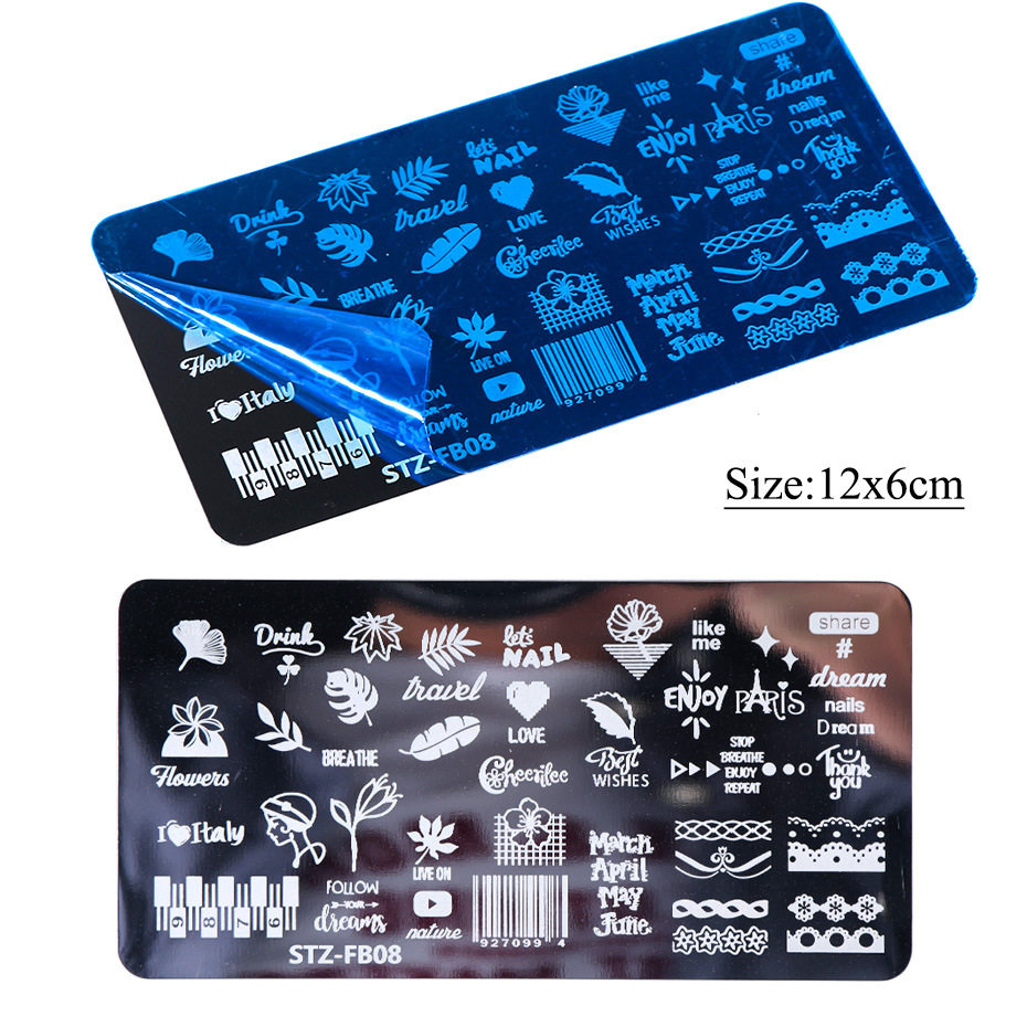 Custom Nail Art Stamping Plates Different Designs Cute Nail Art Stamp Rectangle