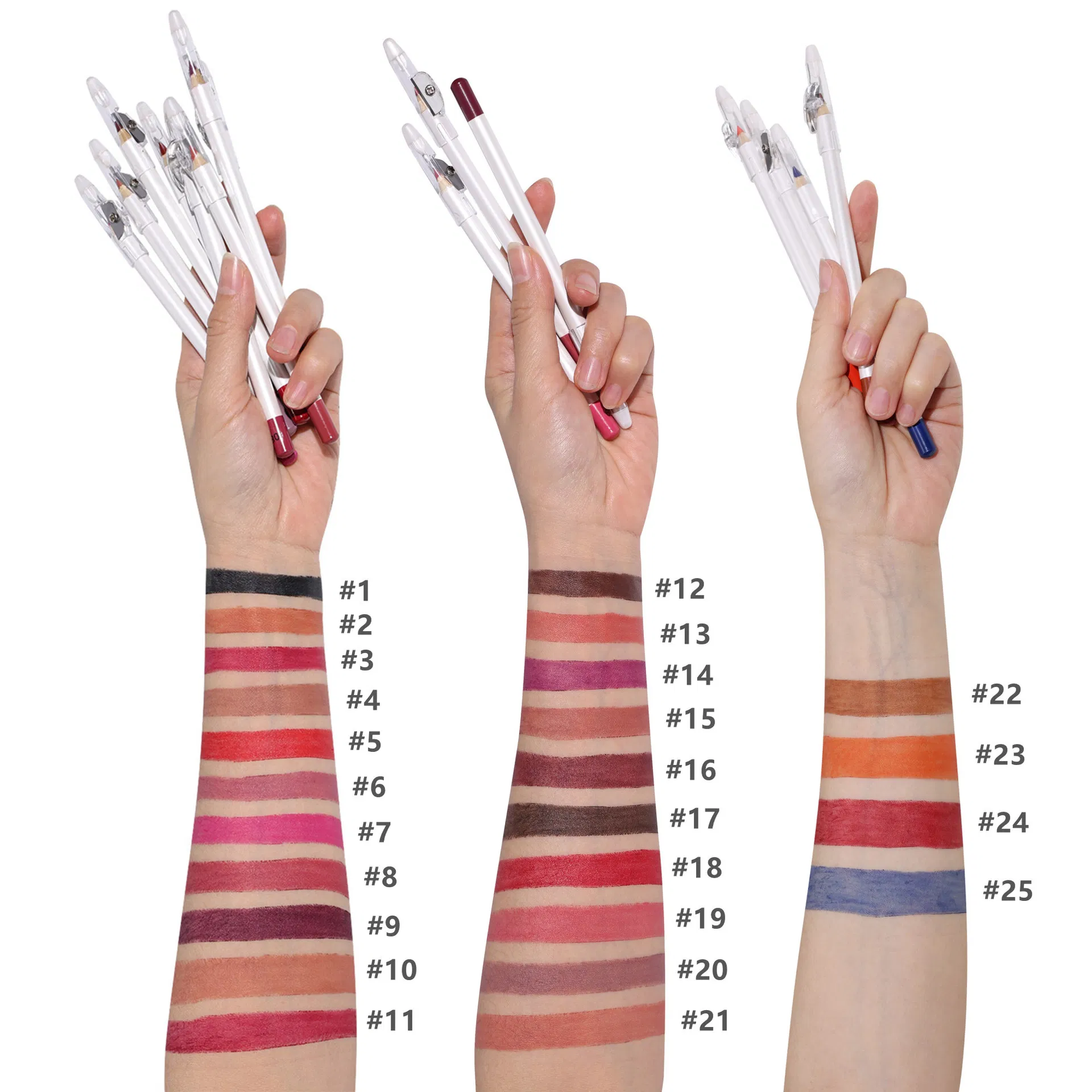 25 Color Matte Waterproof Belt Pencil Sharpener Lip Line Pencil Eyebrow and Eyeliner Pencil