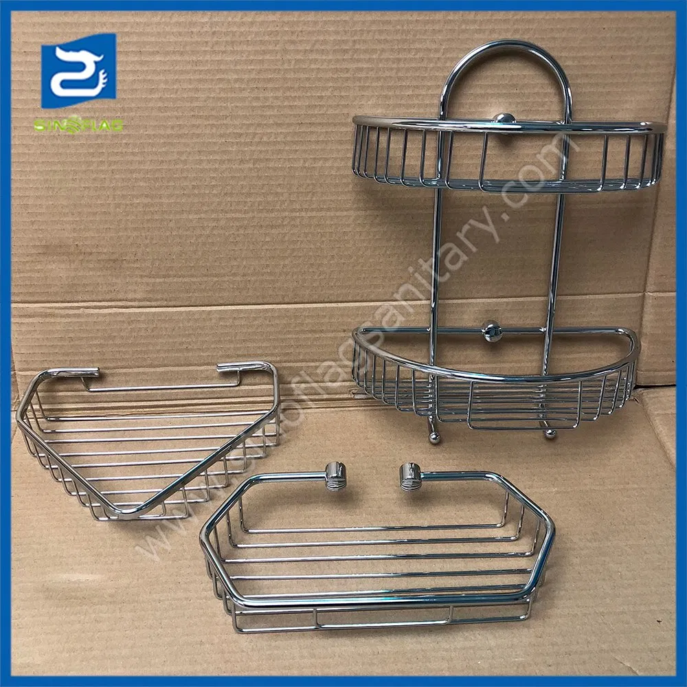 Rustproof Stainless Steel Bathroom Storage Square Basket Single Bathroom Shelf