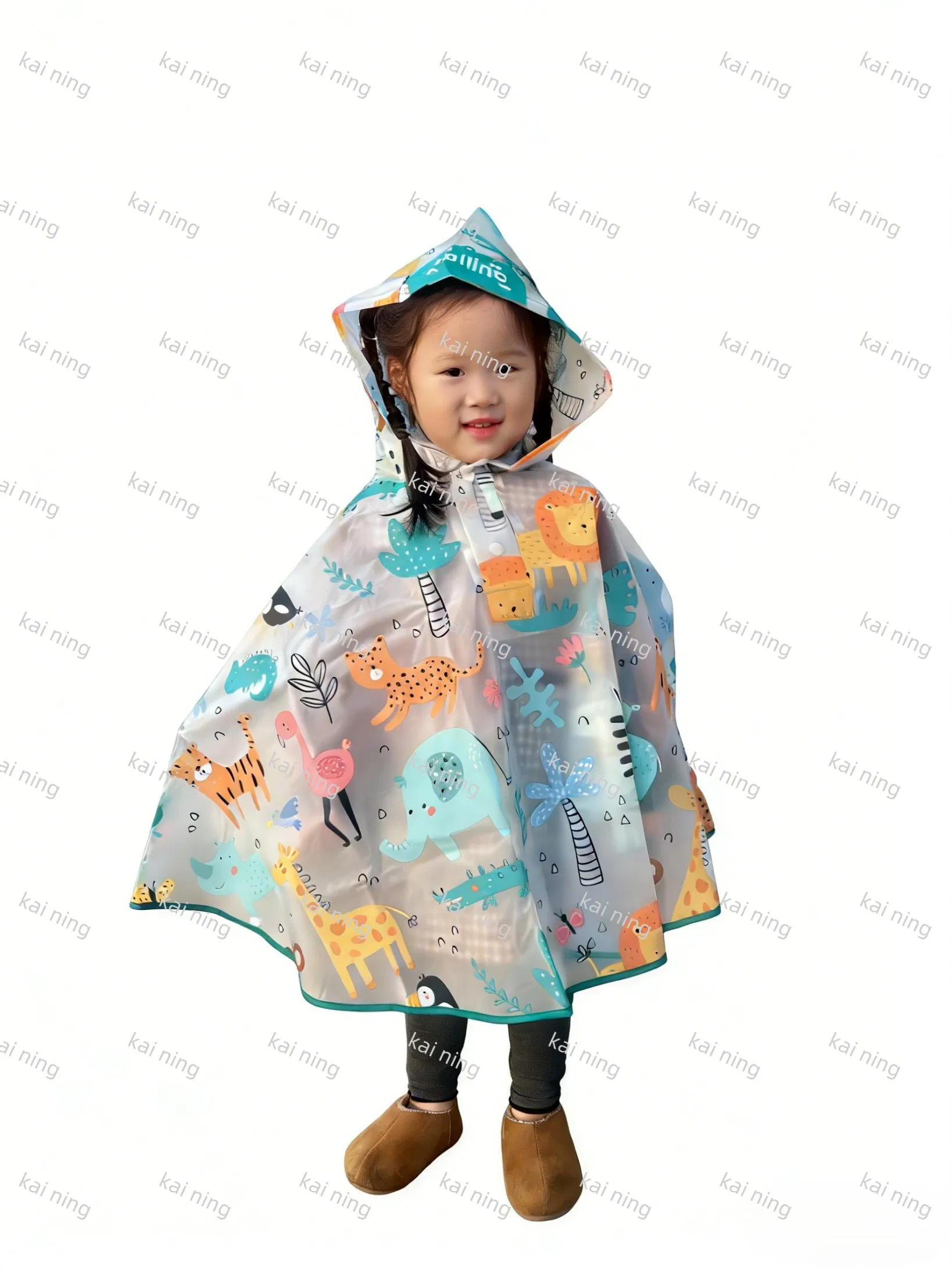 EVA Customized Printed Raincoat, Waterproof Raincoat, Cloak-Style Raincoat