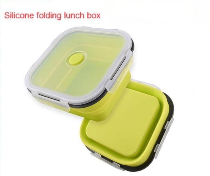 Folding Lunch Box, Folding Silicone Lunch Box, Microwave Bento Box, Portable Plastic Lunch Box, Fresh-Keeping Box, Outdoor Lunch Box