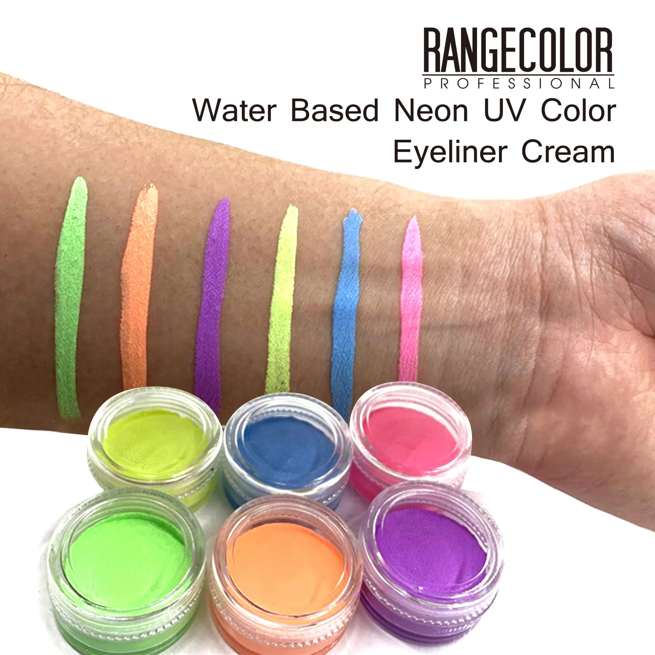 Longlasting Water Based Makeup Neon UV Color Eyeliner Cream, Easy Apply and Wash off Water Active Fluorescent Paint