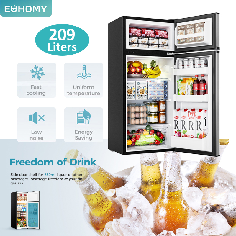 Euhomy Small Apartment 209L Refrigerator Freezer with Quiet Operation