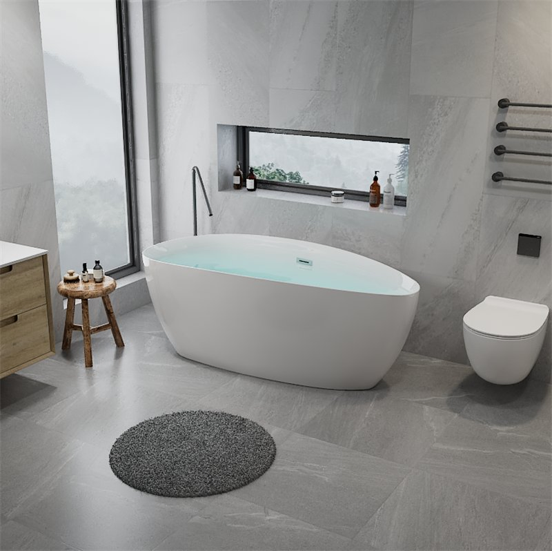 Угловая прямоугольная акриловая ванна белая