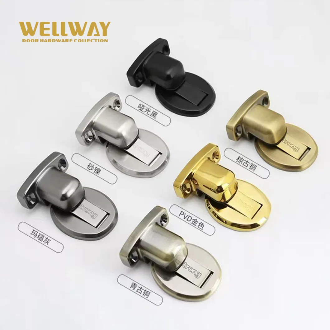 Matte Black Zinc Alloy Magnetic Door Stopper with Compact Rounded Base and Strong Holding Force for Wooden Doors China Factory OEM - Ds-02-023