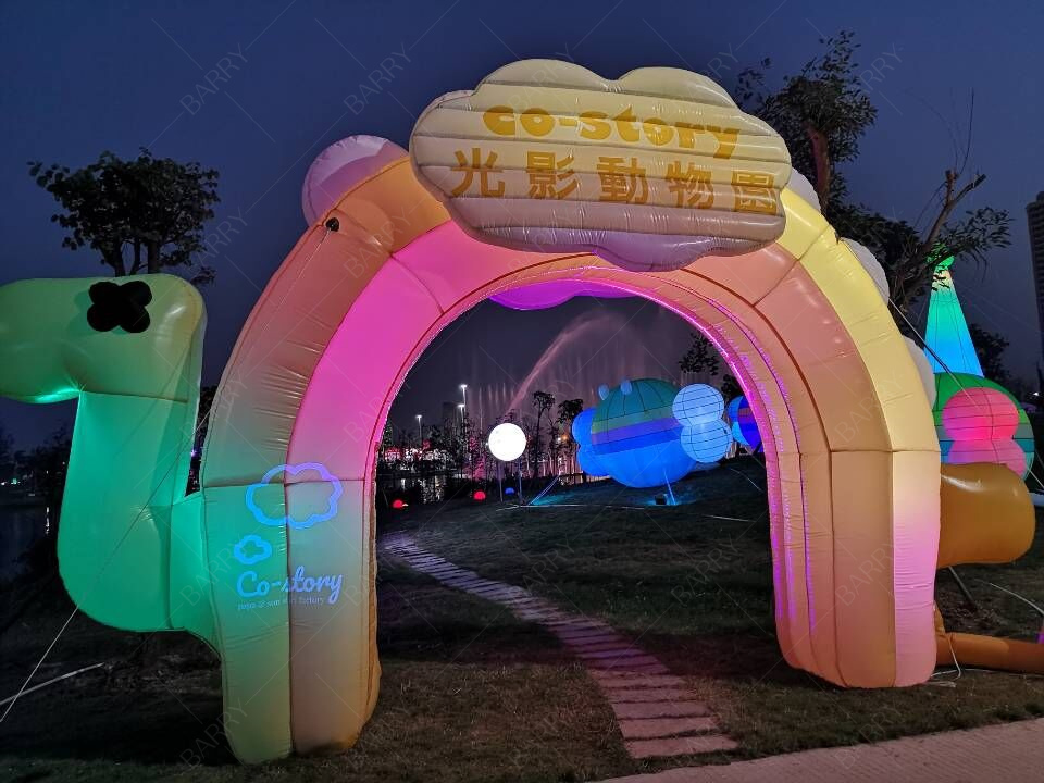 Outdoor Commercial Event Advertising LED Lighted Animal Shape Inflatable Arch