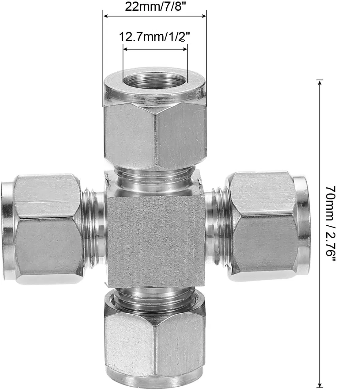 Stainless Steel 304 316L High Pressure 3000psi 6000psi Double Ferrule Union Cross