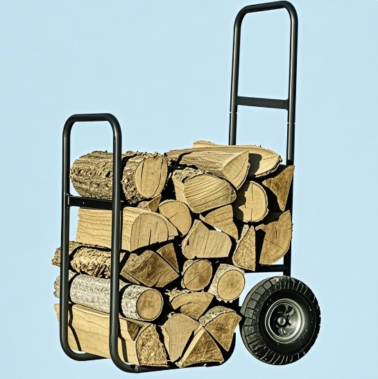 60kg Heavy-Duty Firewood Hand Truck with Pneumatic Wheels & Weatherproof Cover
