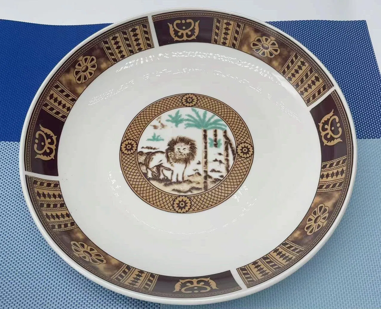 Rice Pasta Fuirt Plate Size 6"-12" Lion Decal Porcelain Ceramic Tableware
