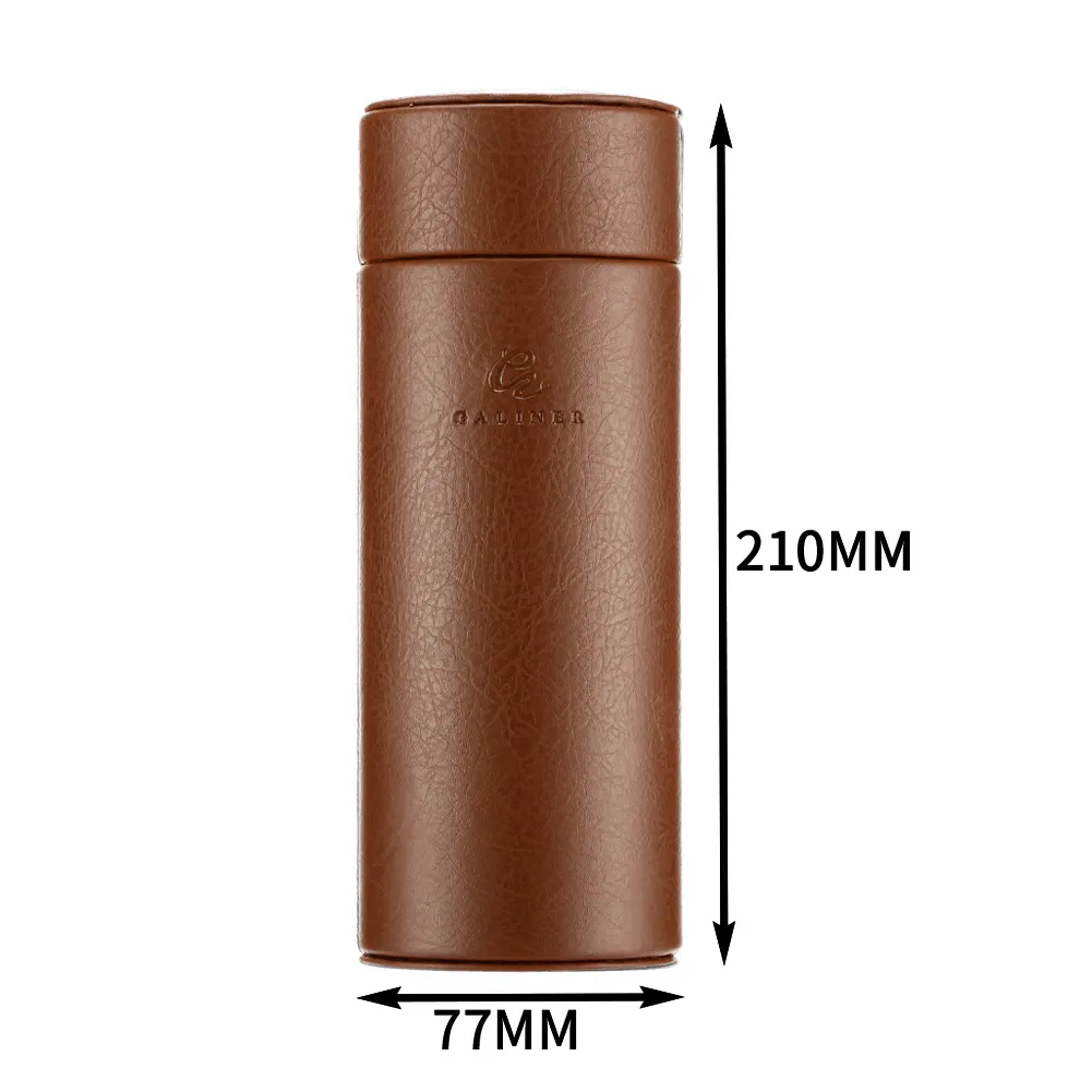 Embossed Logo Leather Travel Portable Cigarette Humidor Tube Case