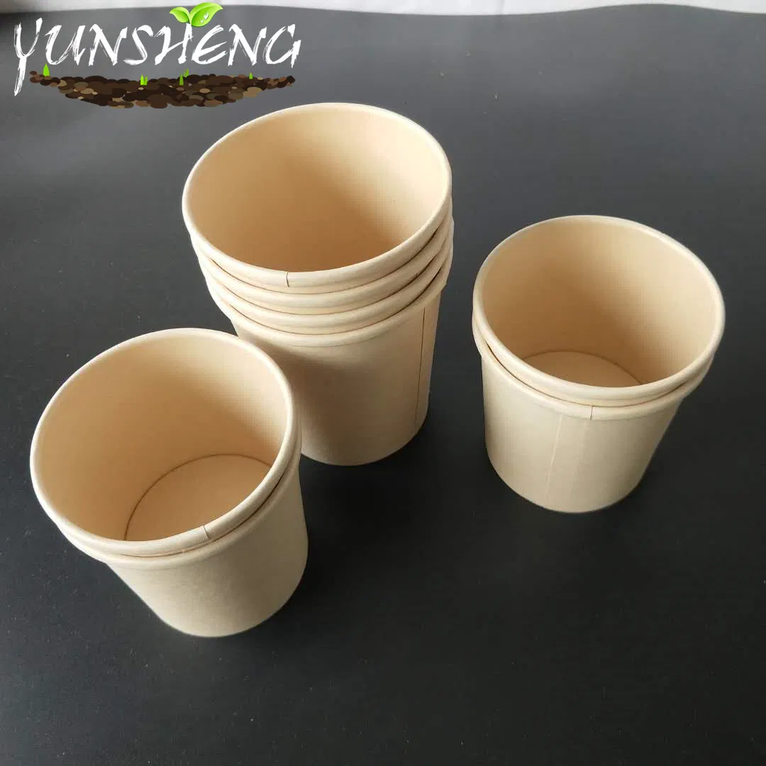 Wholesale Compostable Kraft or Light Brown Bamboo Pulp Disposable Paper Cups for Drinking or Dessert Like Ice Cream.