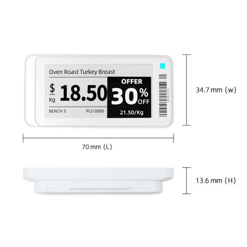 2.13-Inch E Ink E-Paper Digital Price Tag - ESL for Supermarket & Retail Automation