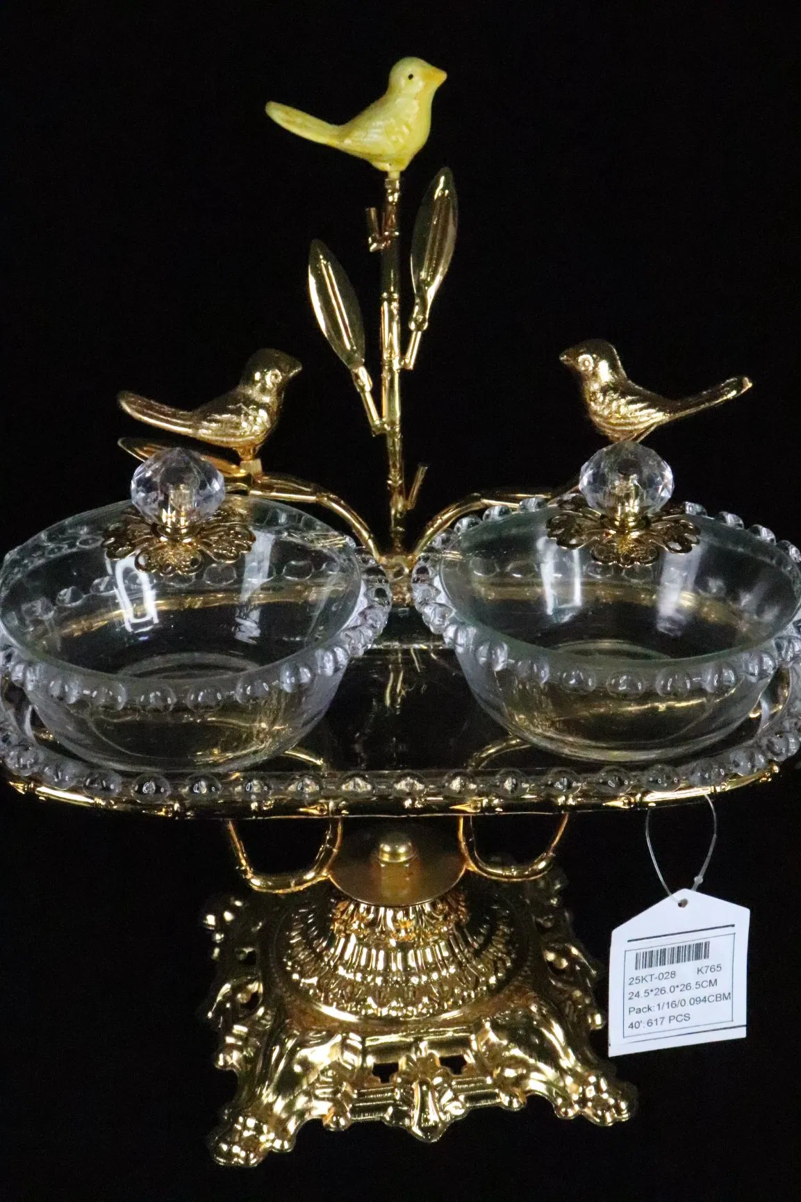Multi Functional Wrought Iron with High Transparency Glass Bowl Set Suitable for Various Occasions