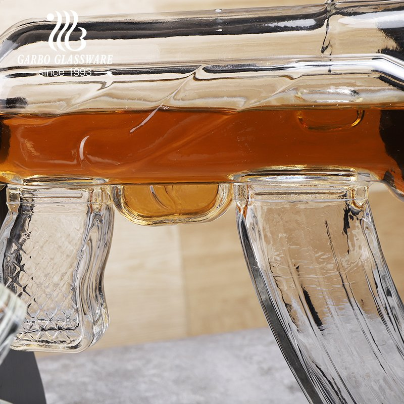 Handmade 5-Piece Gun Design Whiskey Set with Wooden Stand