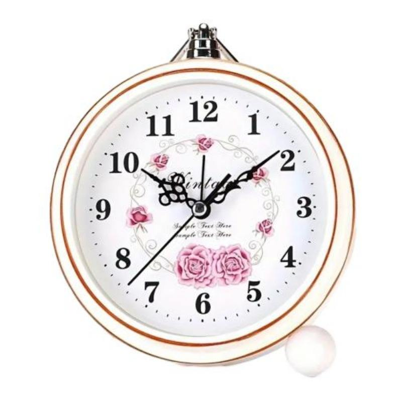 Wholesale Vintage Style Round Floral Design Battery Operated Desk Table Clocks Home Decor