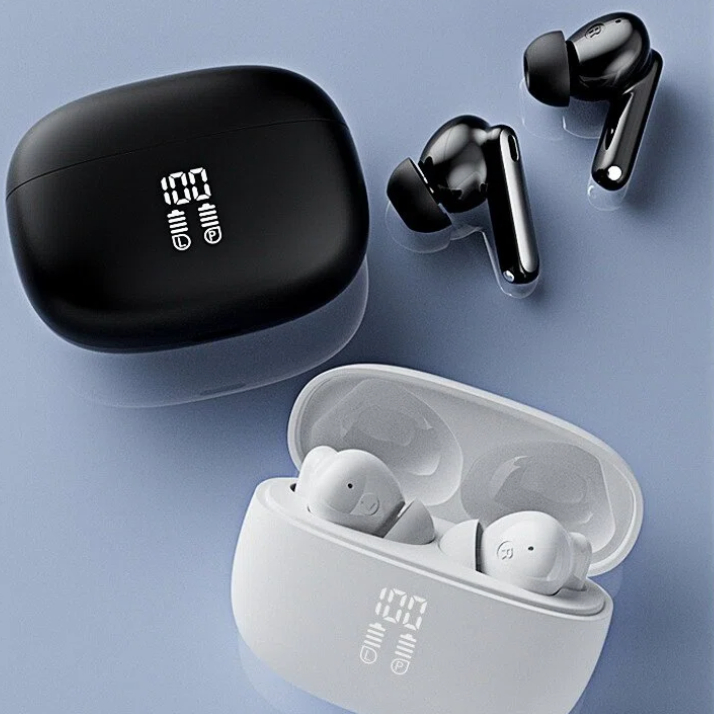 Wireless LED Display Headset Gaming in-Ear Headphones Cordless in-Ear Earphones