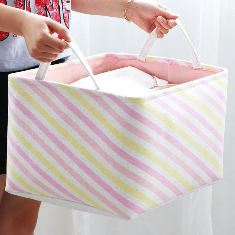 Factory Price Cotton and Linen Foldable Laundry Basket