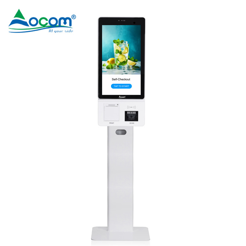 Ocom POS-K004 21.5 Inch Self-Service POS System Android Windows Touch Screen Kiosk with 80mm Thermal Printer Scanner