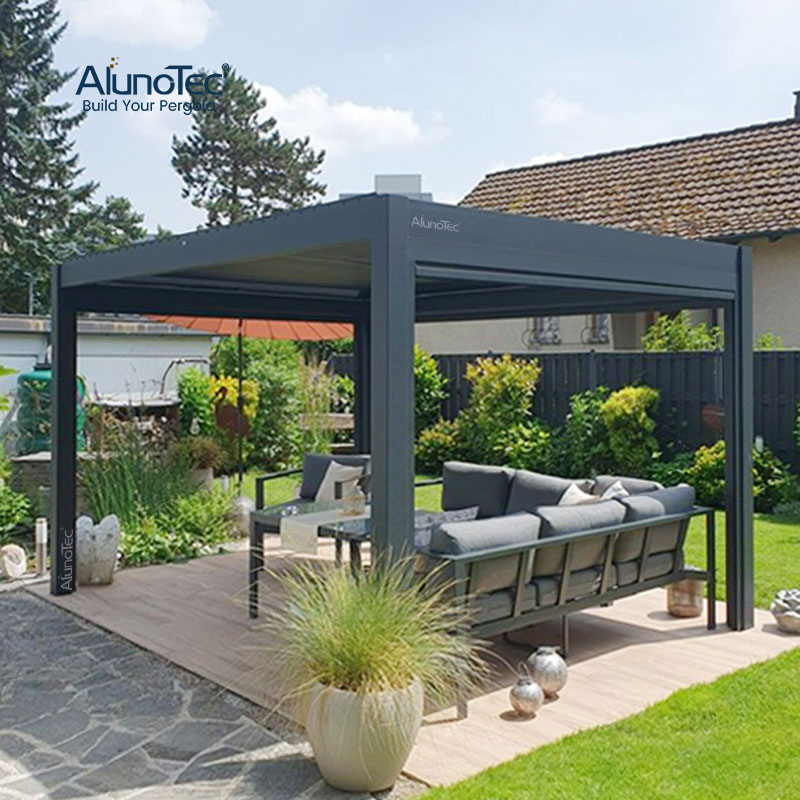 Outdoor Alloy Awning Garden Gazebo for Oasis With Side Blinds