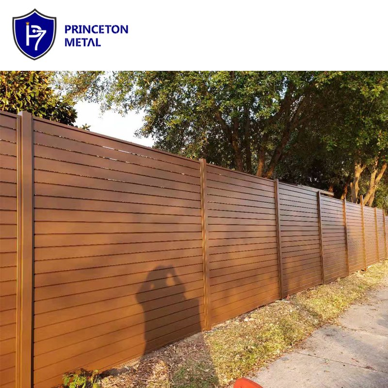 Powder Coated Decorative Metal Black Whole Privacy Aluminum Horizontal Slat Fence