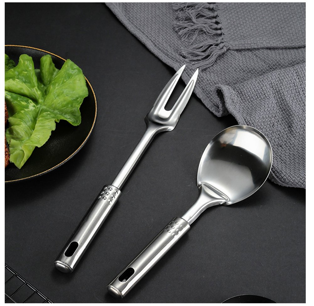 Stainless Steel Cooking Utensils Set Include Slotted Spoon, Large Spoon, Spatula & More