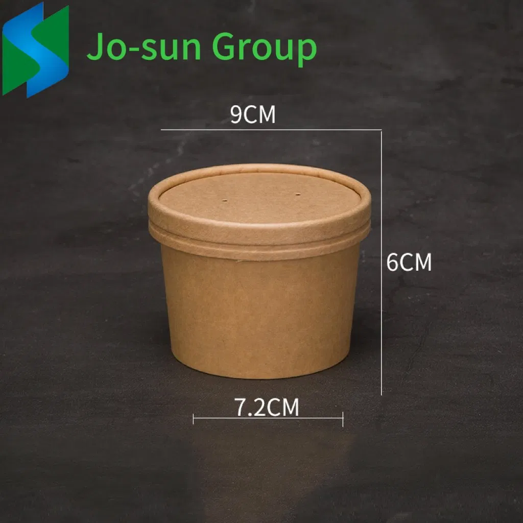 Jo-Sun Disposable Kraft Paper Soup Cup Bowl with Paper Lid Food Packaging Bucket