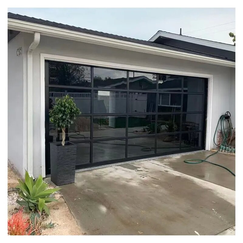 Aluminum Insulated Frosted Tempered Glass Garage Door Residential Automatic Garage Doors for Sale