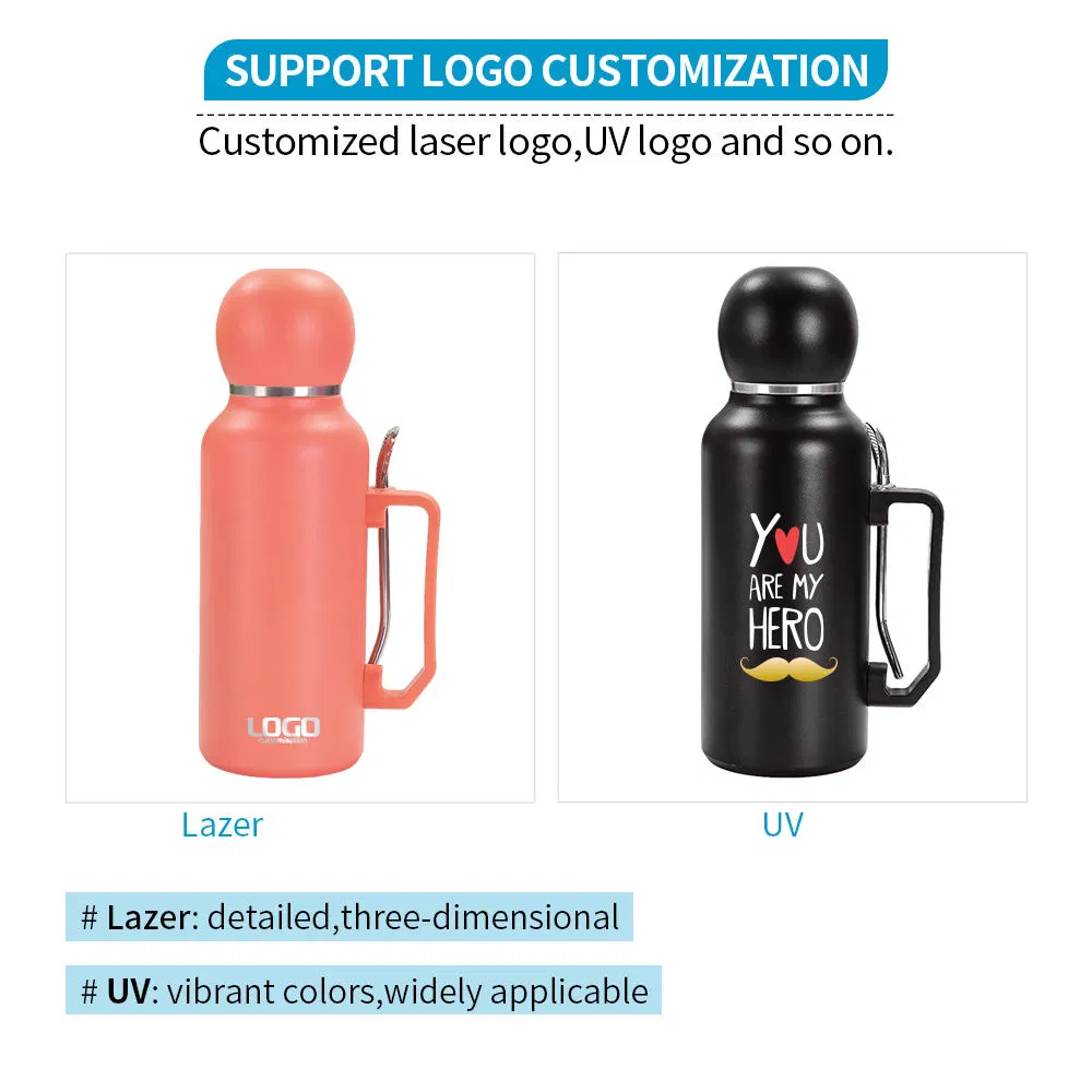 Термобутылка для мате из нержавеющей стали с трубочкой