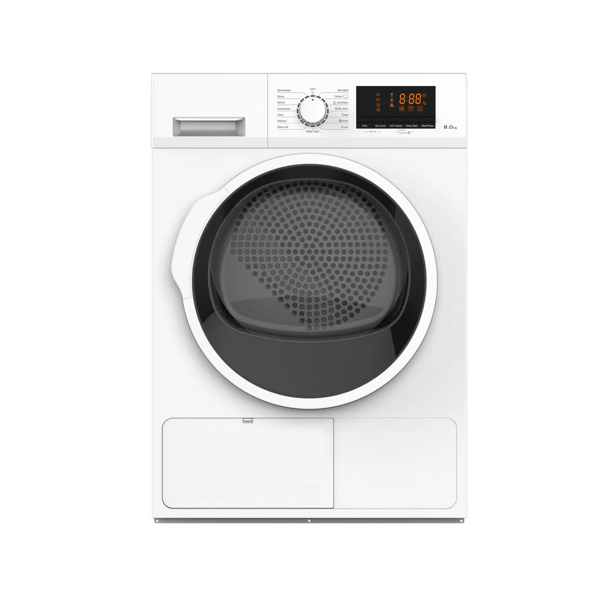8kg Fully Automatic Heat Pump Front Loading Clothes Dryer Machine with LED Indicator