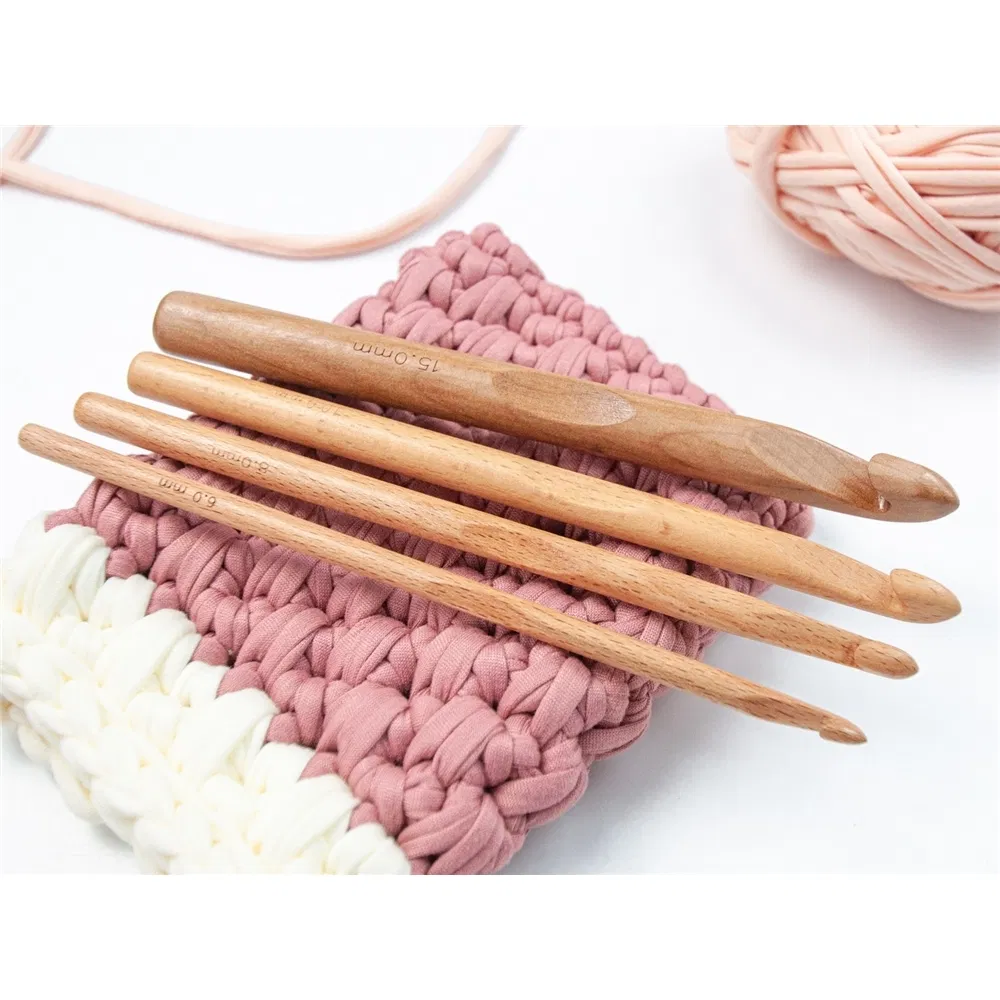 Beech Wood Knitting Crochet Hooks Set 6+8+10+15mm