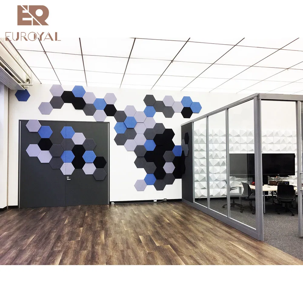 Decorative Soundproof Hexagon Wall Panel Pet Felt 100% Polyester Fibre Acoustic Pane