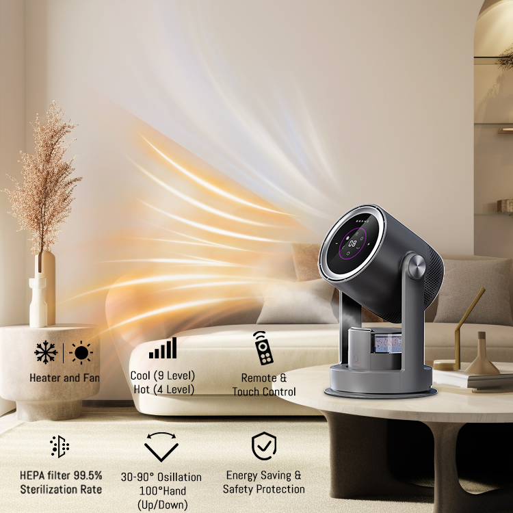 9 Speed Smart Air Circulation Fan Tip-Over Protection Bladeless Electric Fan Heater Leafless Fan Air Purifier Humidifier