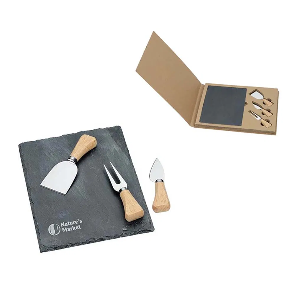 Набор ножей и доски для сыра с деревянными ручками, 4 предмета