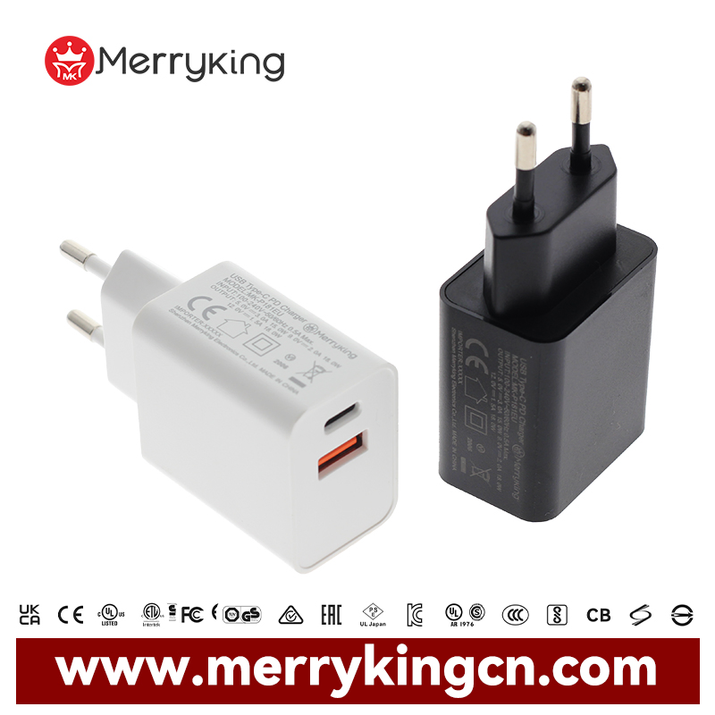 Быстрое зарядное устройство Merryking 15W-30W с двумя портами Type-C